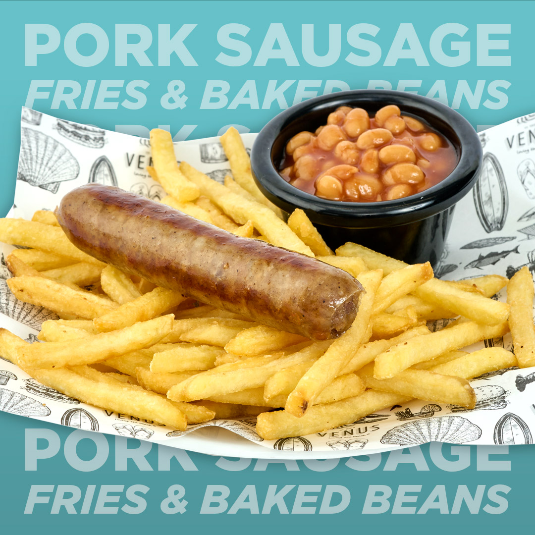 Sausage, fries & baked beans