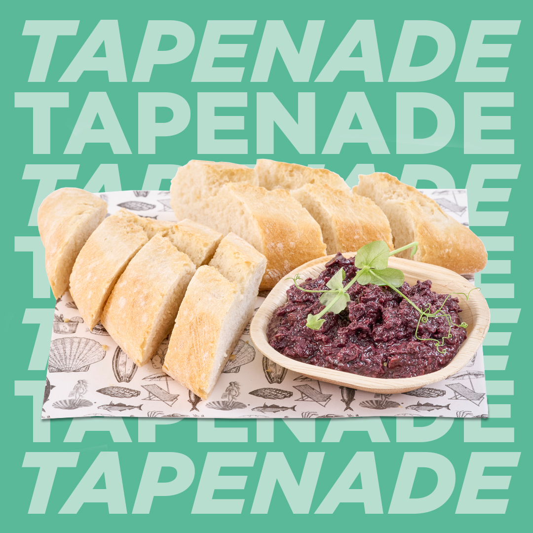 Mezze - baguette with Kalamata tapenade & whipped feta