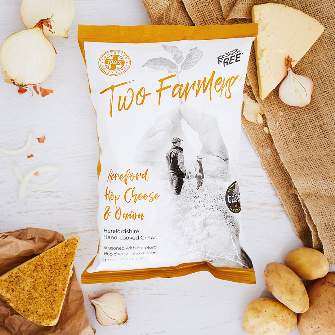 Two Farmers Crisps Hereford Hop Cheese & Onion (VG & GF) - plastic free packet