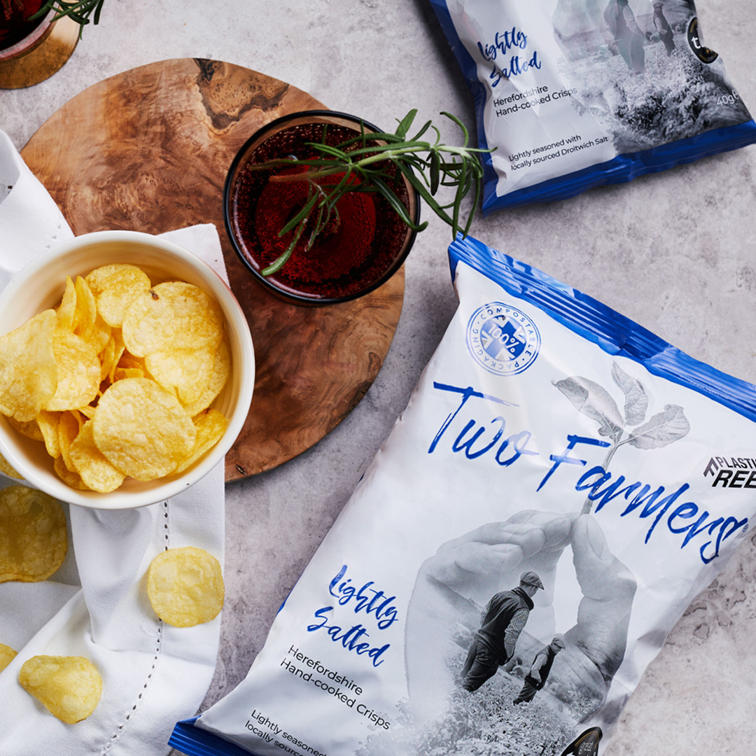 Two Farmers Crisps lightly salted - plastic free packet (VG & GF)