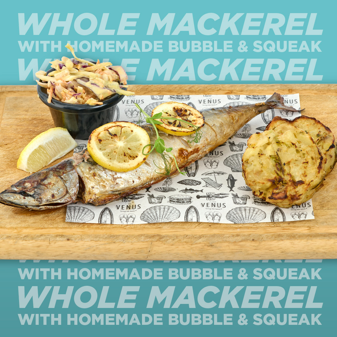 Whole local oven baked mackerel - gluten free available - not at Bigbury