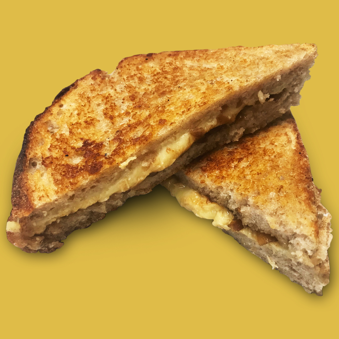 Cheddar cheese and caramelised red onion Toastie (Vegetarian)